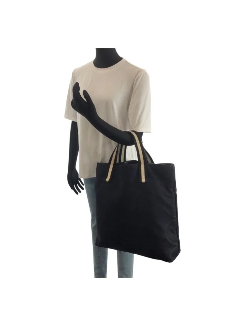Gucci G Logo Black White Canvas Tote Bag